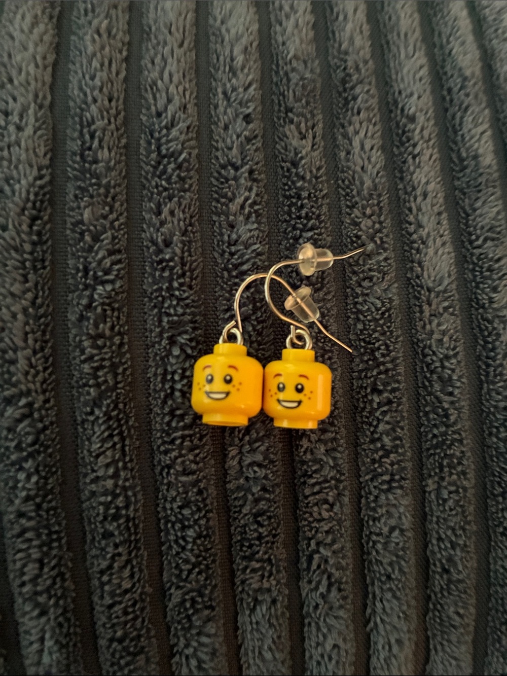 LEGO Minifigure Head Drop Earrings in Bright Yellow